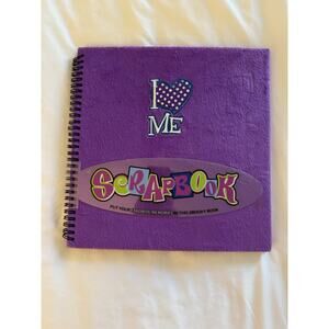 I Love Me Purple Scrapbook Y2K 90s Groovy Spiral Fuzzy Heart Sparkly